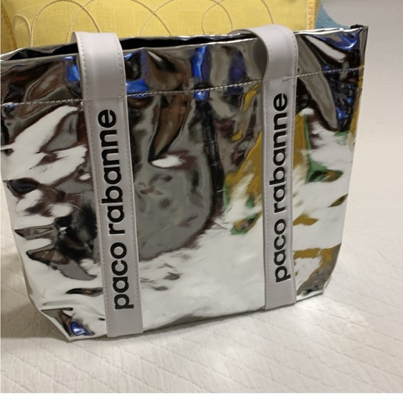 PACO RABANNE SILVER SPACE SHOPPING BAG/ TOTE - Picture 11 of 12